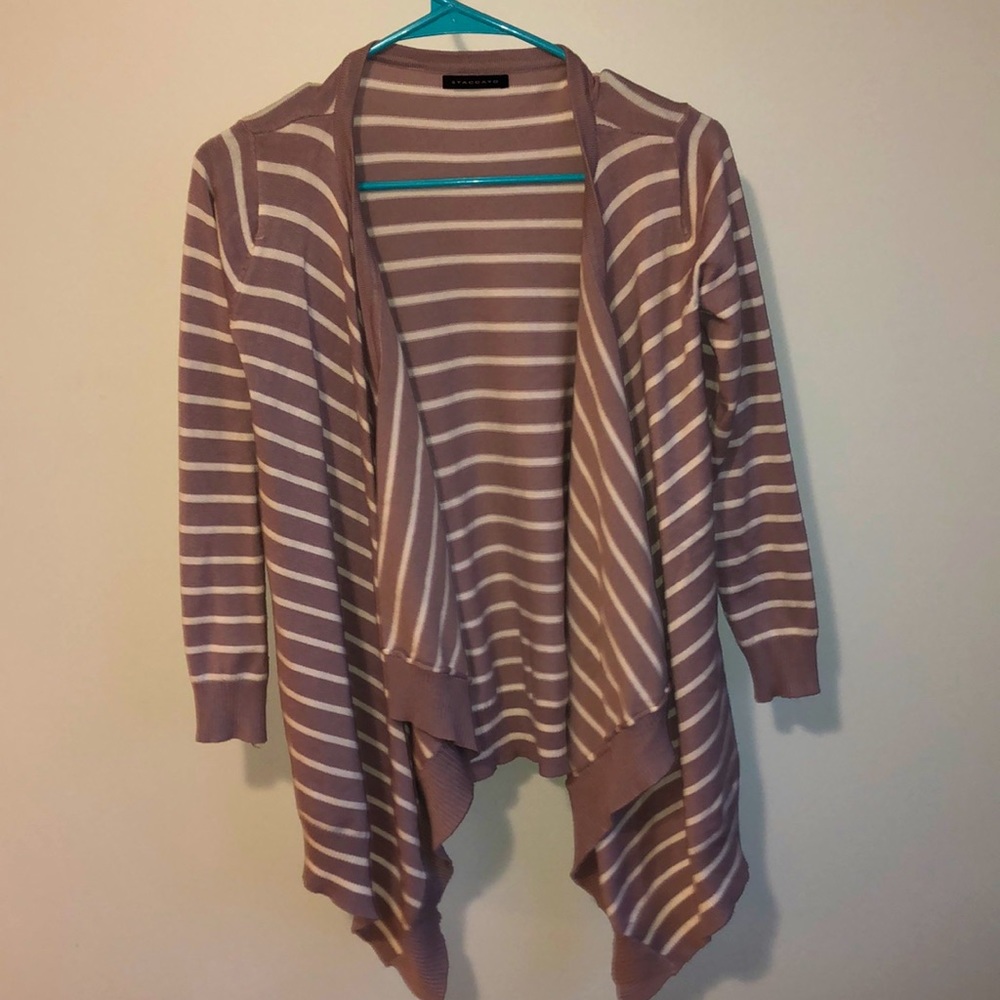 Purple and white striped cardigan